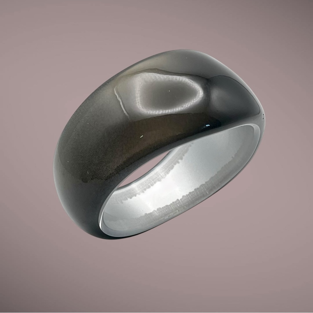Fab Vintage Asymmetrical Gray Moonglow Lucite Bangle Bracelet Chunky MCM Estate